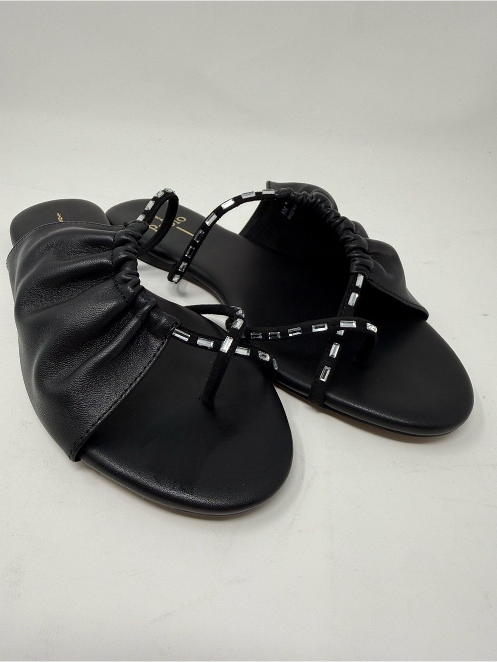 Paolo Black Jeweled Slip-On Sandals